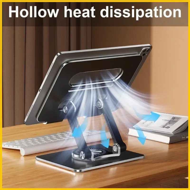 

Multiple Aluminum Desktop Stand for Tablets, 360 Degree Rotating, Adjustable Height, Heavy Tablet Support Bracket