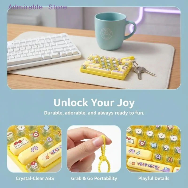[W]26 Grid Keyboard Fidget Toy Keychain Fun Anti-Stress Reliever Cute Cartoon Design for Kids Student Classroom Reward Gift