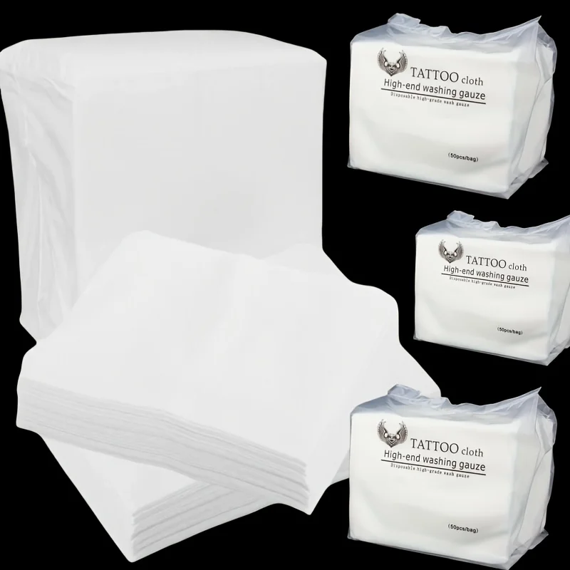 1 Pack 50pcs Disposable Tattoo Wipes Soft and Durable Cleaning Cloth Cosmetic Removal Dry Wipe Towel Tattoo Supplies After Care