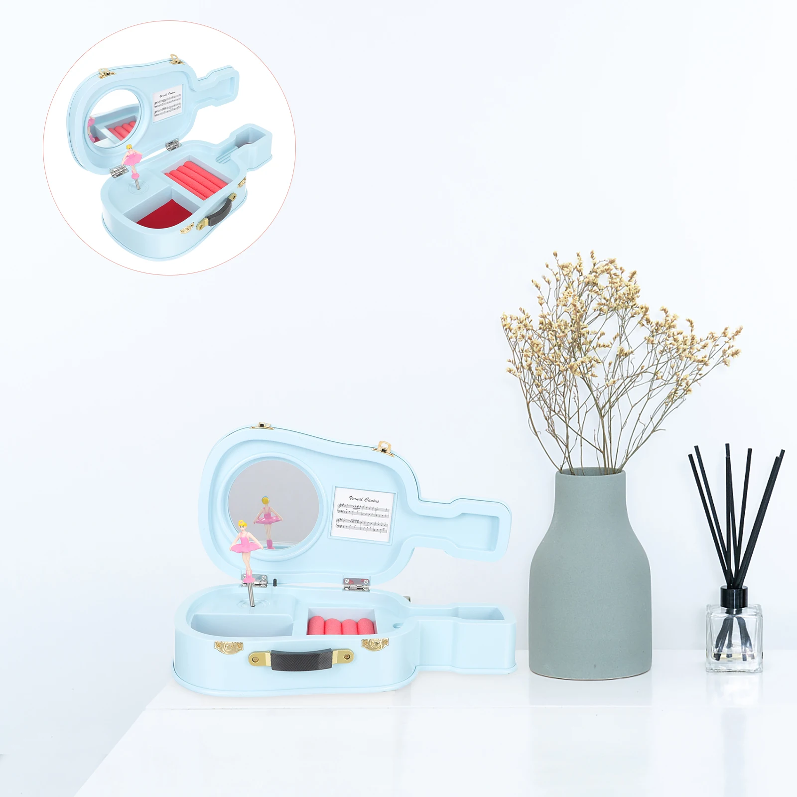 

Creative Violin Shaped Music Transparent Jewelry Storage Gift For Girls Household Decoration Desktop Adornment Small