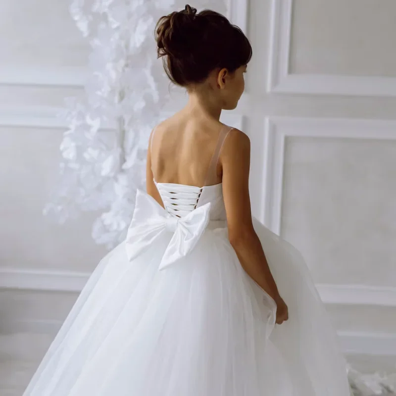 فستان الأميرة زهرة فتاة لحفل الزفاف ، تول زهري مزين ، بلا أكمام مع اللؤلؤ ، حفلة عيد ميلاد للأطفال ، فستان حفلة مسائية