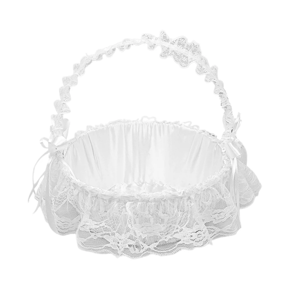 

Petal Basket Lace for Wedding Baskets Lightweight Baskert For Wedding Flowergirl Storage Banquet Decor Reusable