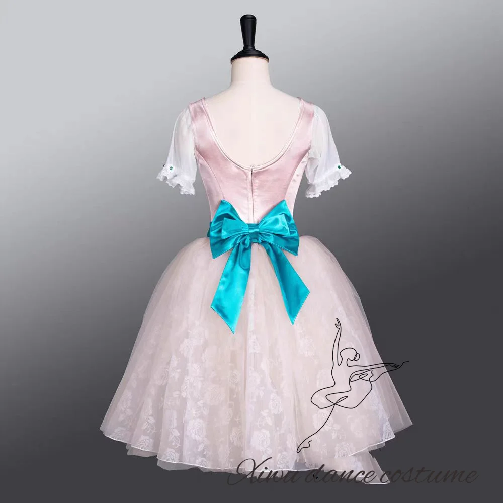 Non-stretch Romantic Tutu professional Green ballet Long Dresses 5 layer tulles Skirt jacquard Bodies ballet Performance