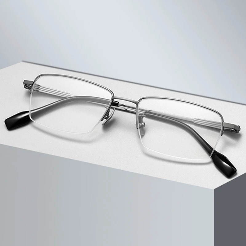 

New Unisex Women Men Business Semirim Ultralight Pure Titanium Anti Blue Light Myopia Glasses Nearsighted Shortsighted Spectacle