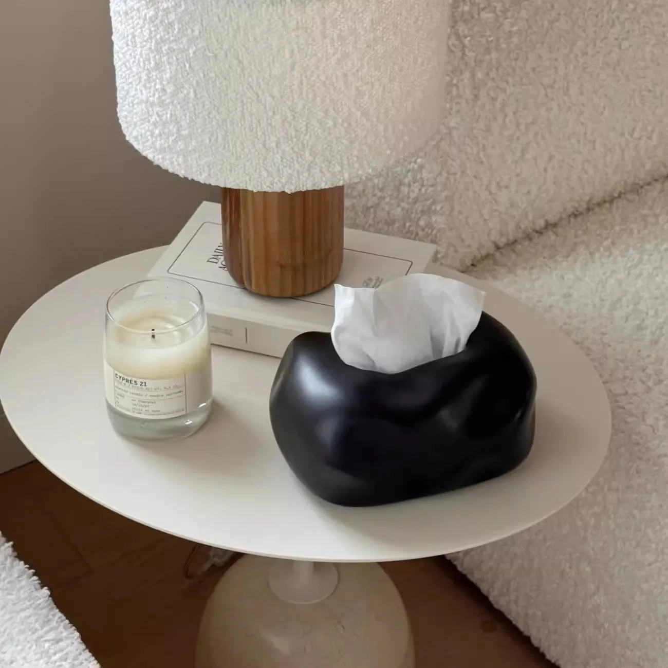 Ceramic Tissue Box Holder - Modern Desk Decor, Aesthetic Bathroom & Vanity Organizer with Artistic Craft Dropshipping view 4