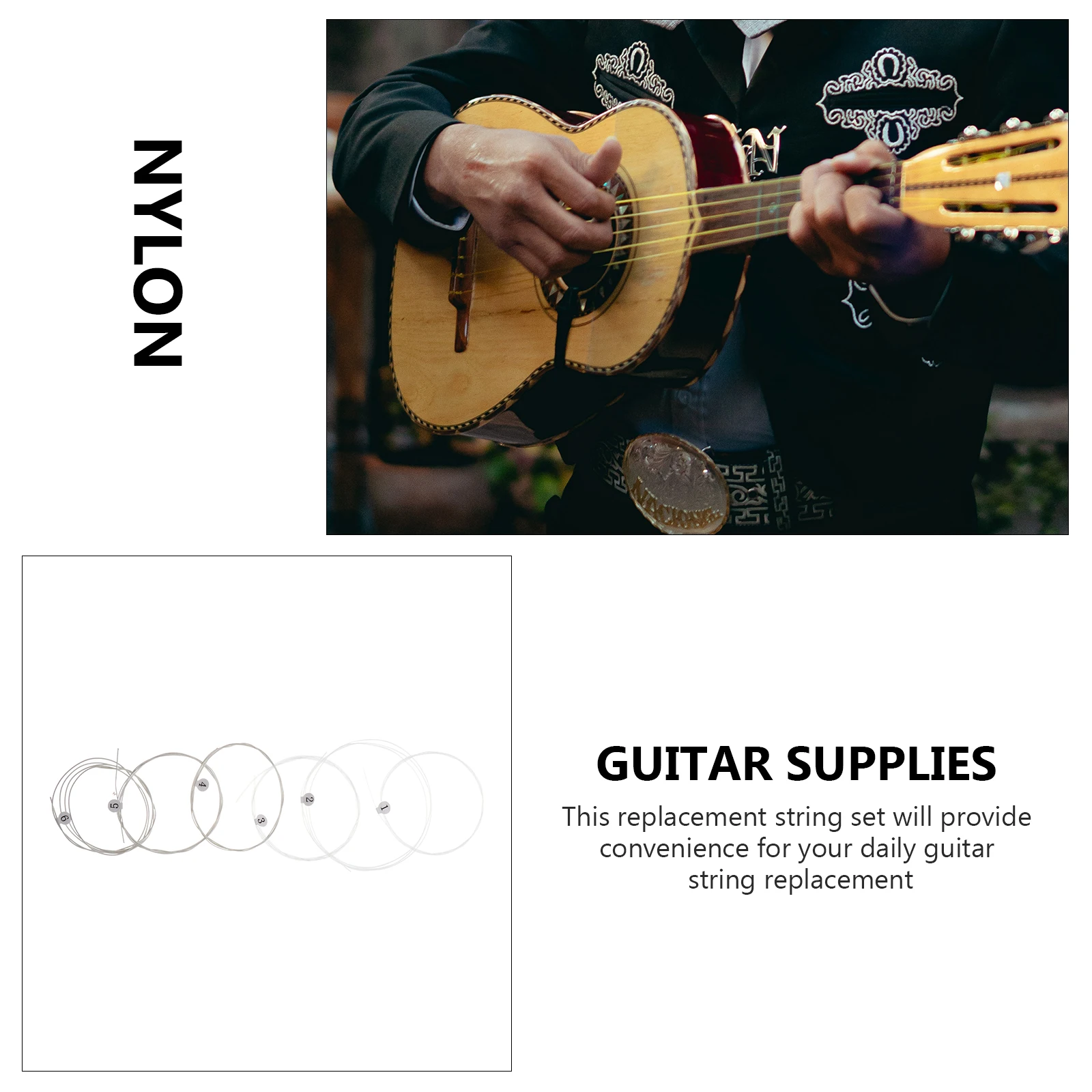 

6 Pcs Guitar String Set Music Wire Accessories Cover Supplies Musical Instrument Nylon