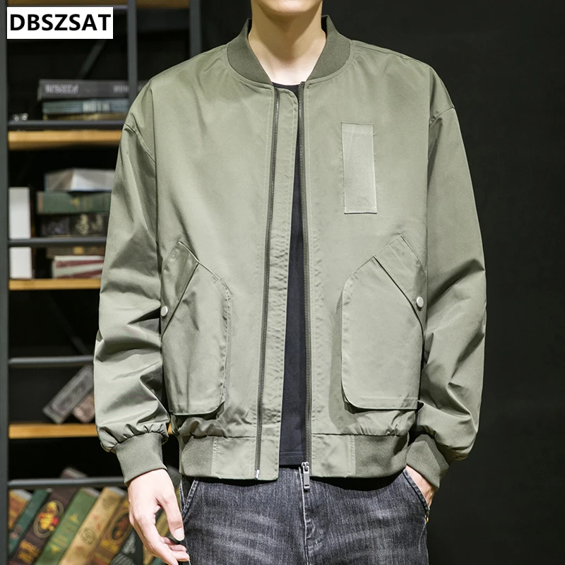 

2023 Spring Men's Bomber Jackets Male Outwear Slim Fit Solid Color Coats Fashion Man Streetwear Baseball Jackets Clothing