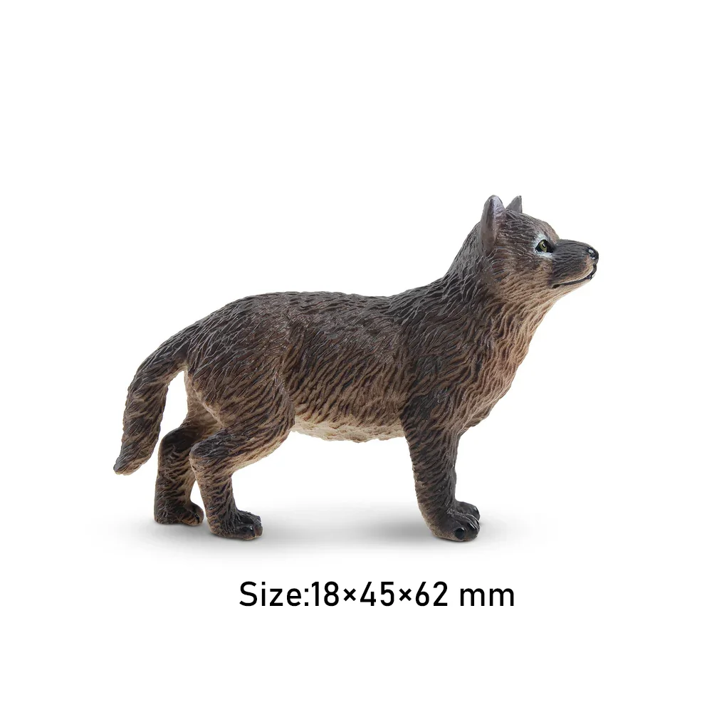 Toymany Simulation Standing Grey Wolf Cub Wildlife Animal Model Toy Mini Figures Dolls Action Figurines Toys for Children Gift