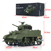 1/16 Scale RC Tank US Stuart M5A1 RTR Tank Light Tank Model Radio Control Panzer Vehicle Gifts with Sound Light Boys Toys