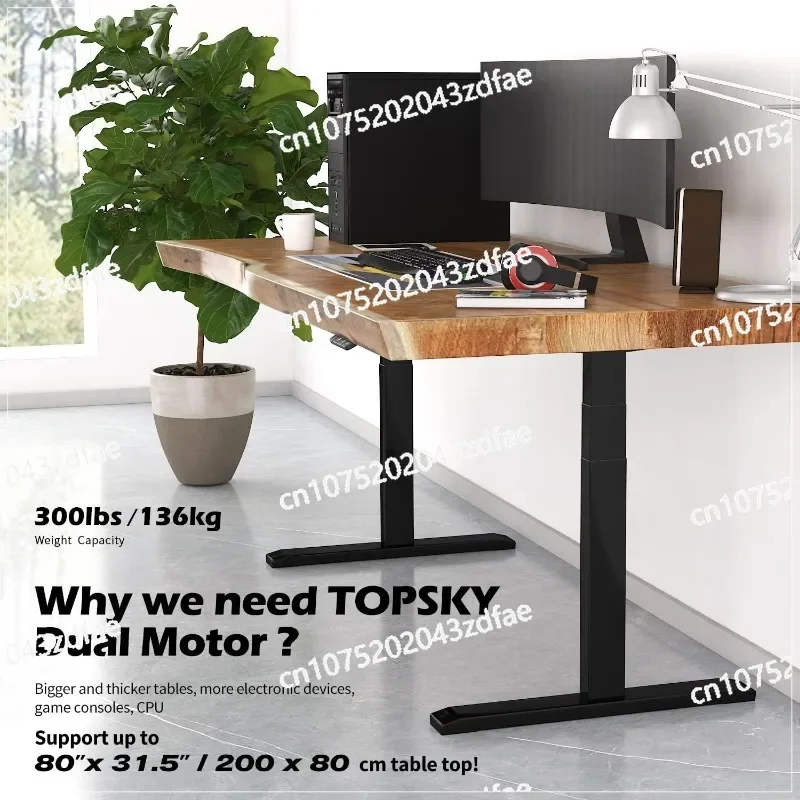 Dual Motor 3 Stage Electric Adjustable Standing Desk Frame Heavy Duty TOPSKY  Modern