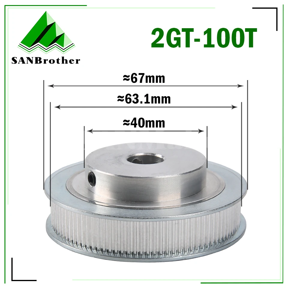 

2GT 100T Big Timing Belt Pulley Bore 5/6/6.35/8/10/12-20/25 GT2 100Teeth Synchronous Gear Wheel Width 6/10mm 3D Printer Parts