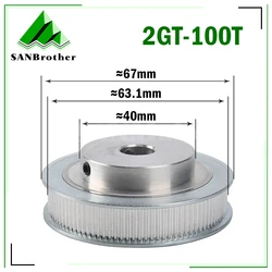 2GT 100T Big Timing Belt Pulley Bore 5/6/6.35/8/10/12-20/25 GT2 100Teeth Synchronous Gear Wheel Width 6/10mm 3D Printer Parts