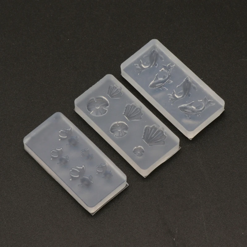 ZB 3 Pcs Goldfish Lotus Leaf Necklace Silicone Molds Suitable for Epoxy Resin Diy Craft Earrings Pendant Jewelry Making