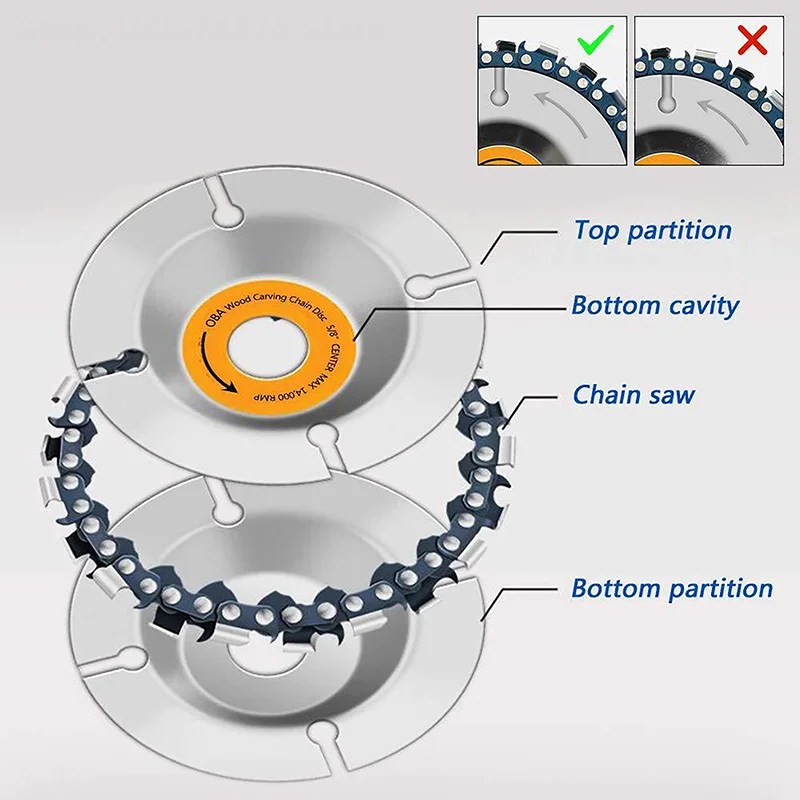 Detachable Universal 4 Inch 22 Tooth Angle Grinder Disc Dedicated Chain Disc Woodwork Carving Chain Saw Disc Slotting Blade Tool