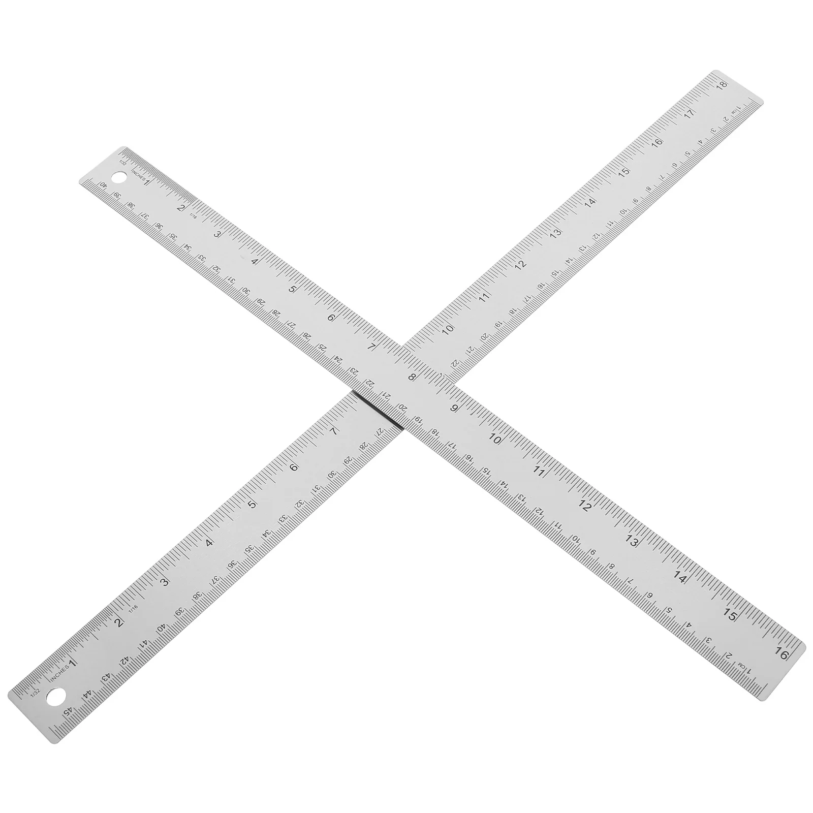 2pcs Stainless Steel Ruler Set Measuring Tool Metric Markings Drawing Office School Use Hanging Hole