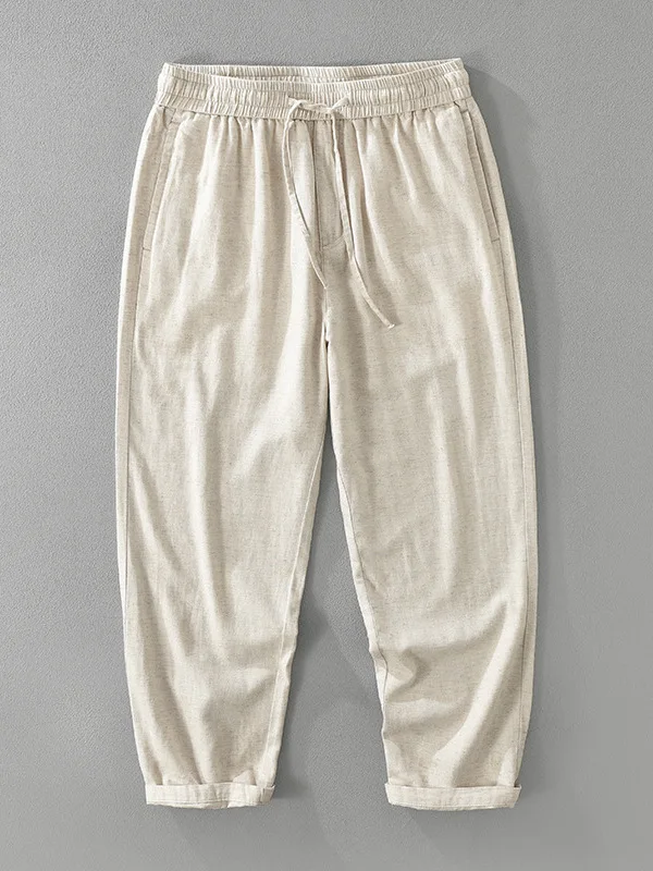 Men's Summer New Style Casual Pants Loose Fit Cotton Linen Thin Breathable Comfortable Straight Leg Pants Fashionable Sensation