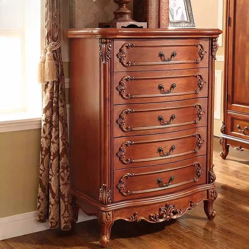 

Американский комод из цельного дерева, настенный шкафчик для спальни, гостиной, европейский ретро шкаф для хранения, многослойный ящик, комод