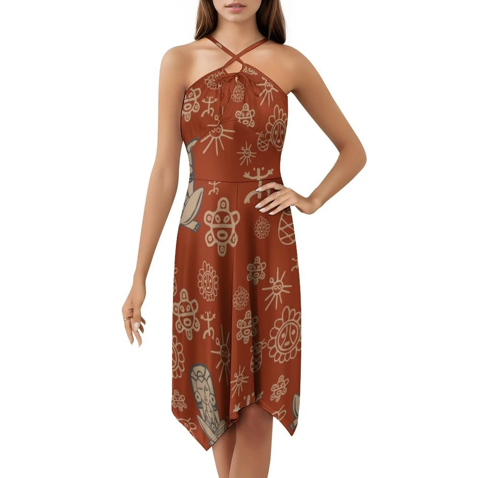 فستان Taino Tribute الكلاسيكي البوهيمي بأكمام منتفخة أو خيارات بدون أكمام للنساء فستان Taino Taino Tribe Taina Goddess Atabey #5