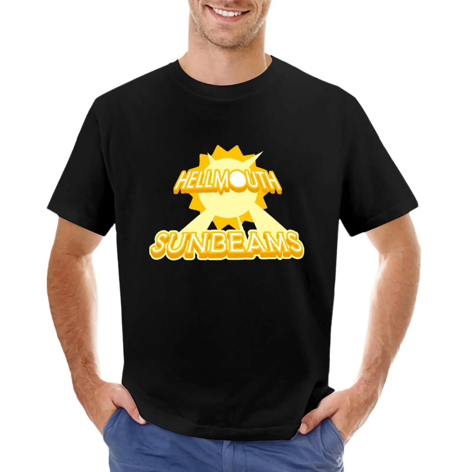 Футболка Hellmouth с изображением солнечных лучей, милые топы, мужские футболки с графическим рисунком