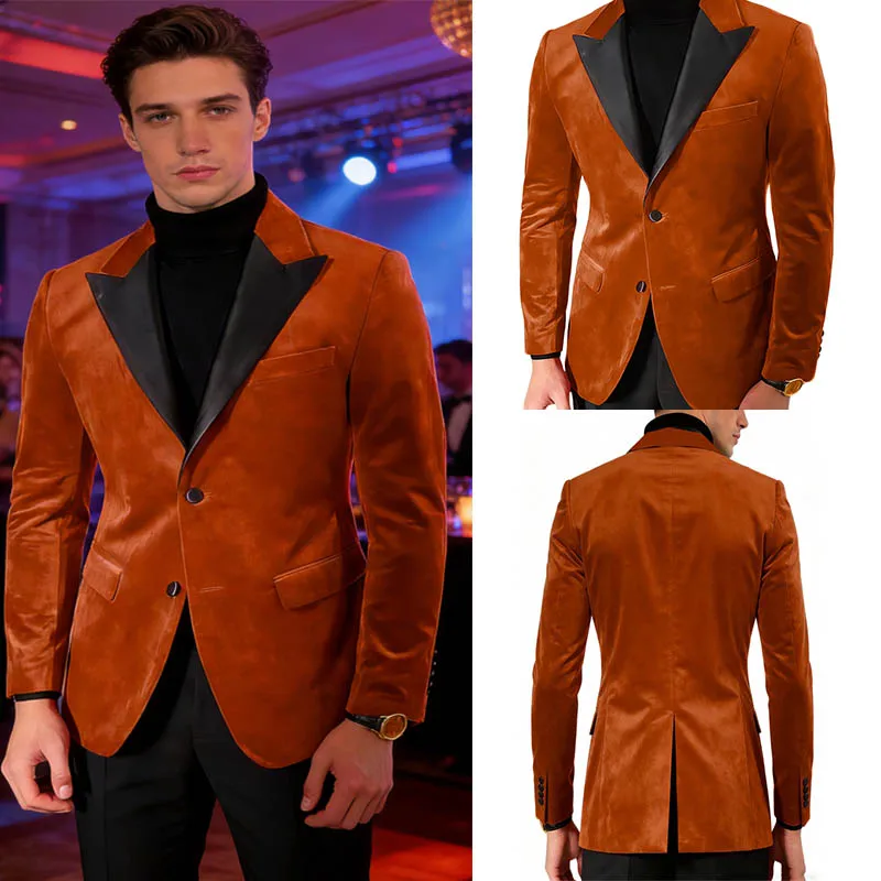 

Классический мужской вельветовый пиджак с одной пуговицей, деловой повседневный костюмный пиджак, мужское формальное пальто для свадьбы, вечеринки, банкета.