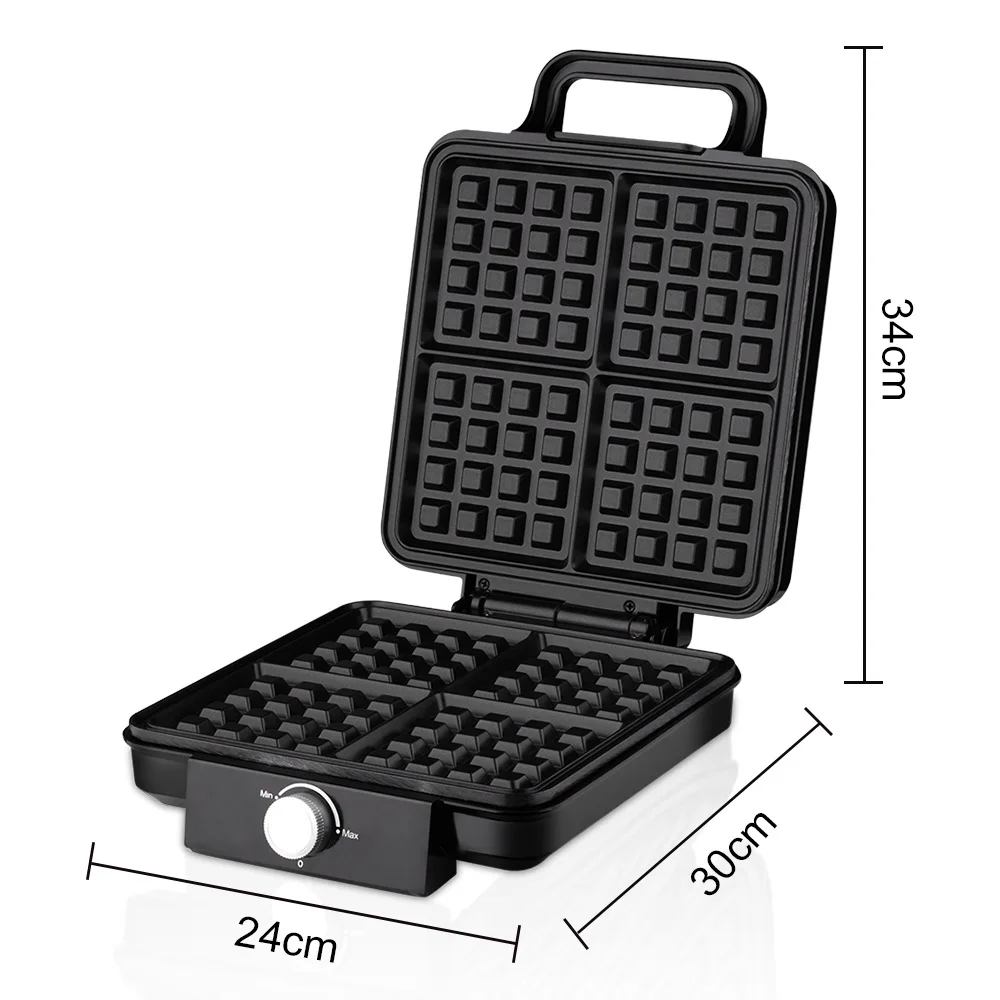 1500W Electric Waffle Maker 4 Pan Double Heating Non-Stick Egg Cake Oven Pancake Egg Waffle Cake Machine for Kid\'s Snacks