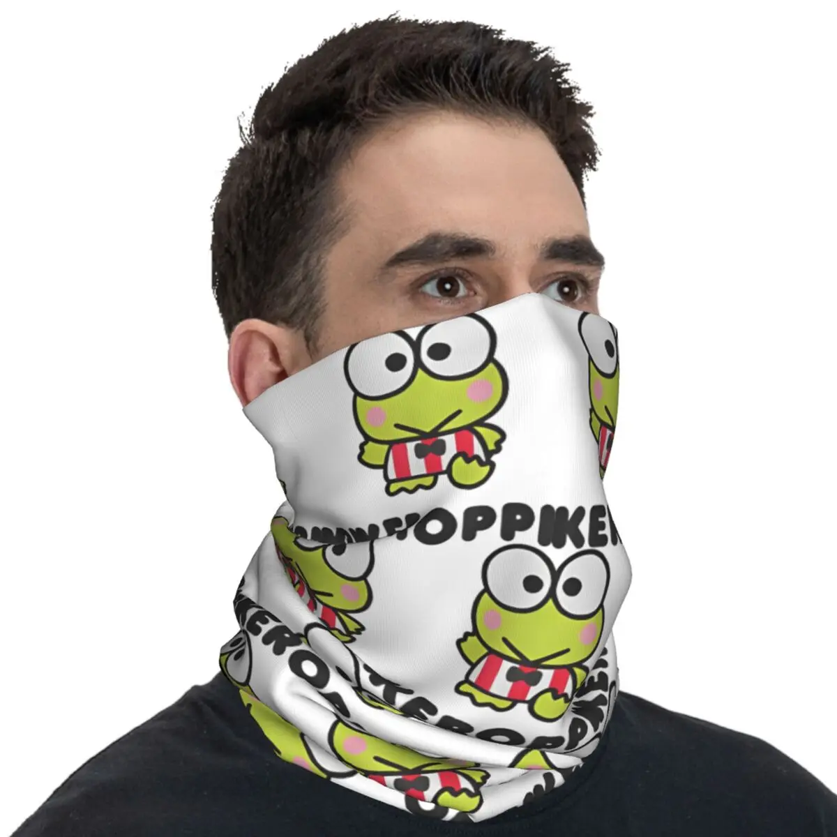 Keroppi Thinking Balaclava Riding Fishing Tactical Mask Men Funny UV Protection Bicycle Mask Soft Warm Neck Gaiter