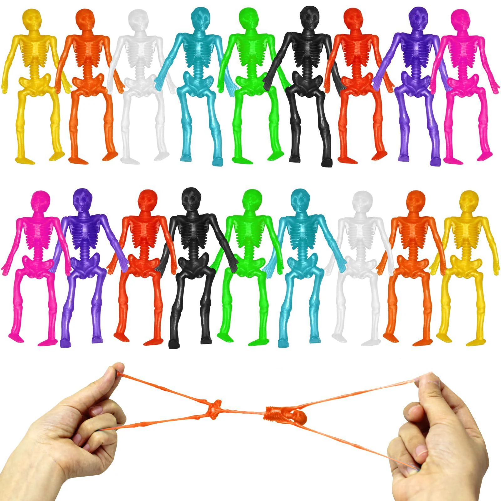 

Fun Stretchy Skeleton Sticky Toy Skull Squishy Kid Finger Catapult Game Prank Antics Toy Stretch Stress Toy Halloween Party Gift
