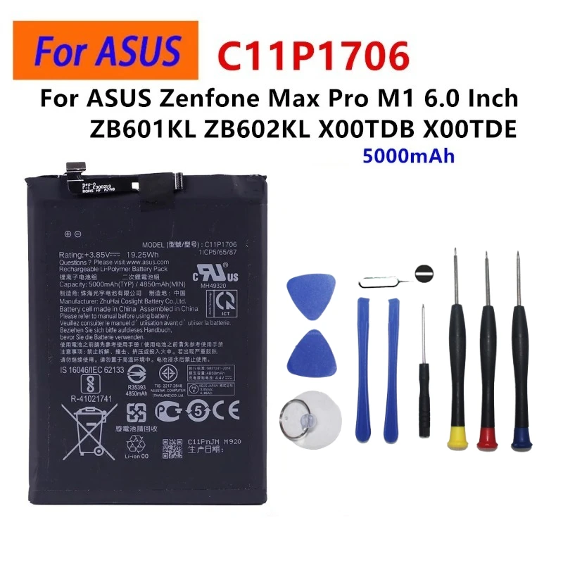 New C11P1706 5000mAh 3.85V Replacement Battery for ASUS Zenfone Max Pro M1 6.0 InchZB601KL ZB602KL X00TDB X00TDE Phone Batteries