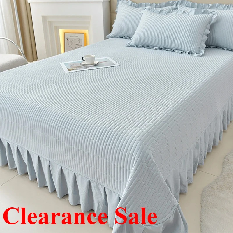 

New solid color tencel bed cover three-piece set lace ice silk mat air conditioner mat non-slip bed sheet kang cover soft mat