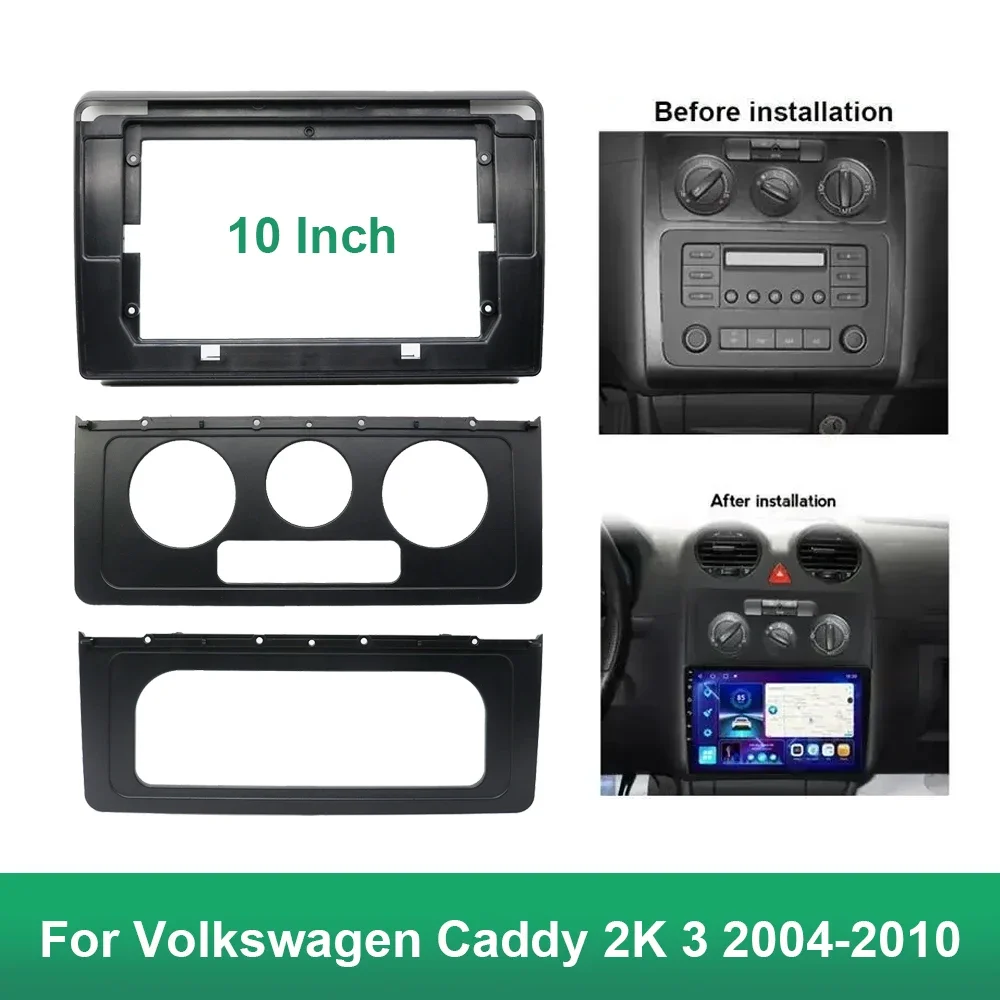 10 Inch Car Frame Fascia Adapter Canbus Box Decoder For Volkswagen Caddy 2K 3 2004-2010 Android Radio Dash Fitting Panel Kit