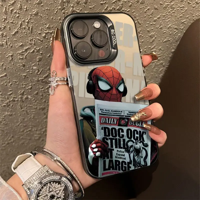 Marvel Spider Man Plain Multistep TPU Soft Phone Case For iPhone 16 15 14 13 12 11 Pro Max XR XS 7 8 Plus Silicone Etui Cover