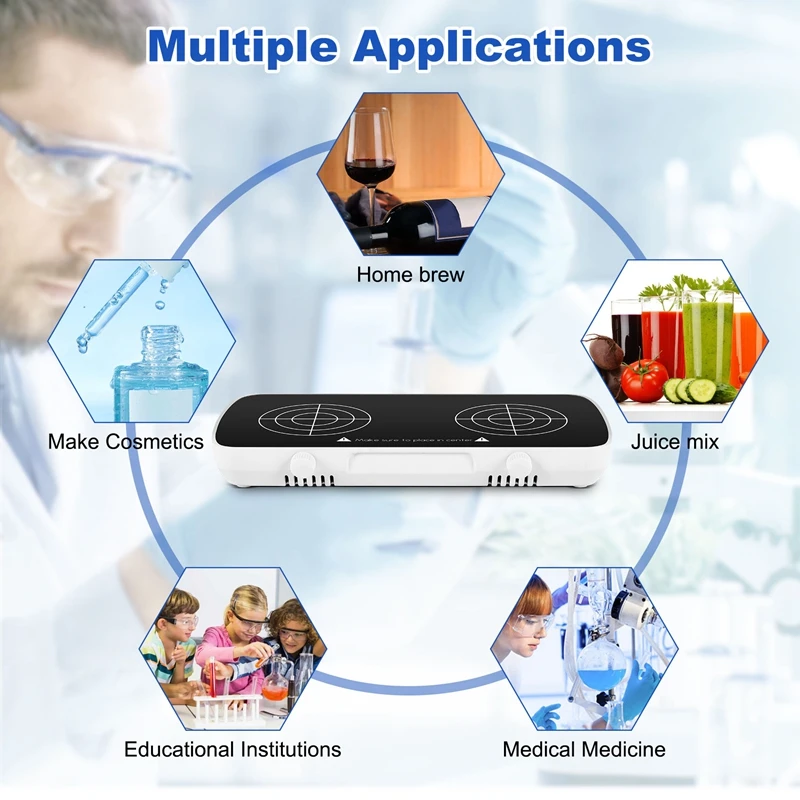 Mini mieszarka z mieszadłem magnetyczny, 2 niezależne panele robocze mikser laboratoryjny, pojemność 1L + 1L, prędkość Adjusat 0-4000RPM