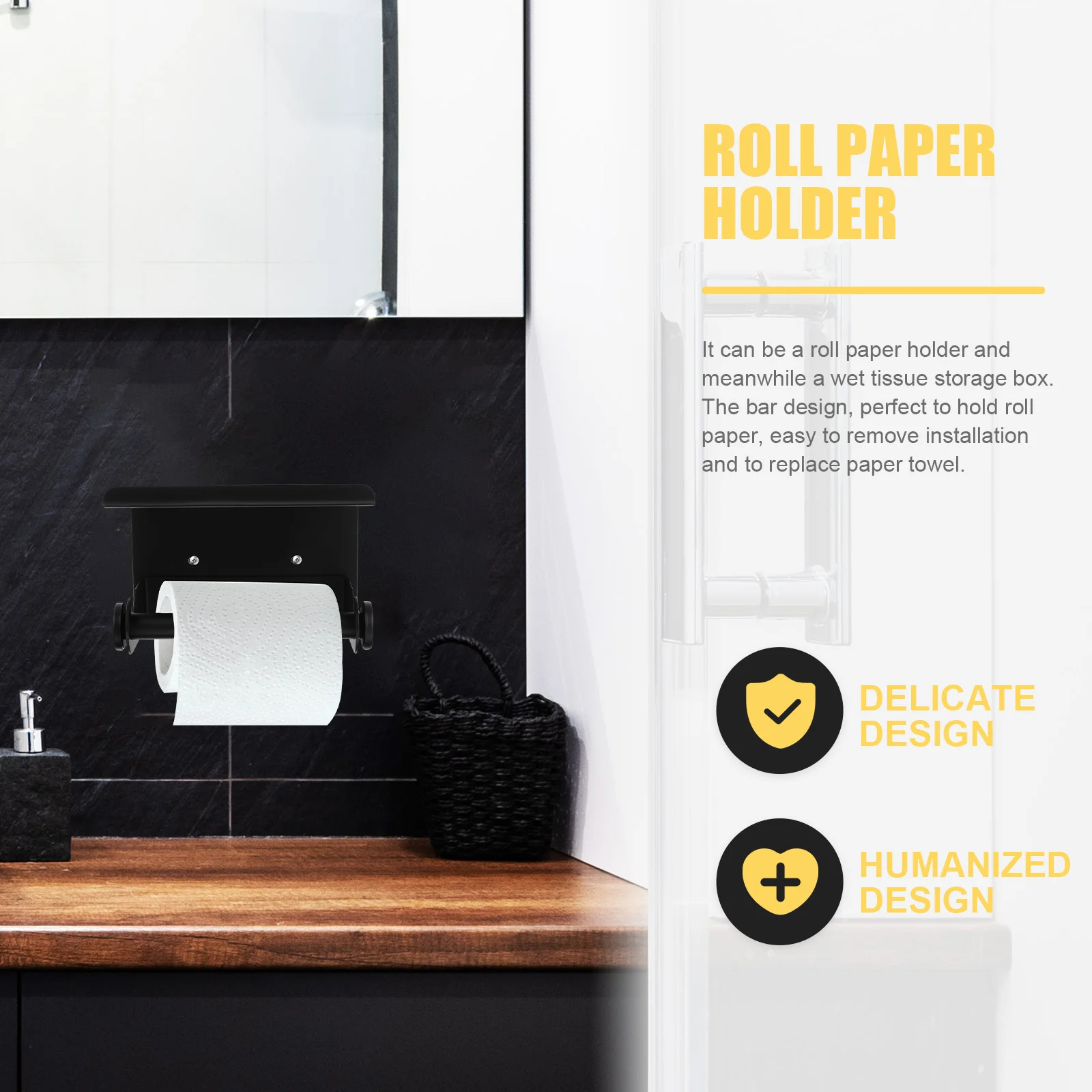 

Stainless Steel Toilet Paper Holder Shelf Bathroom Wall Mounted Storage Rack for Toilet Paper Roll Anti Rust