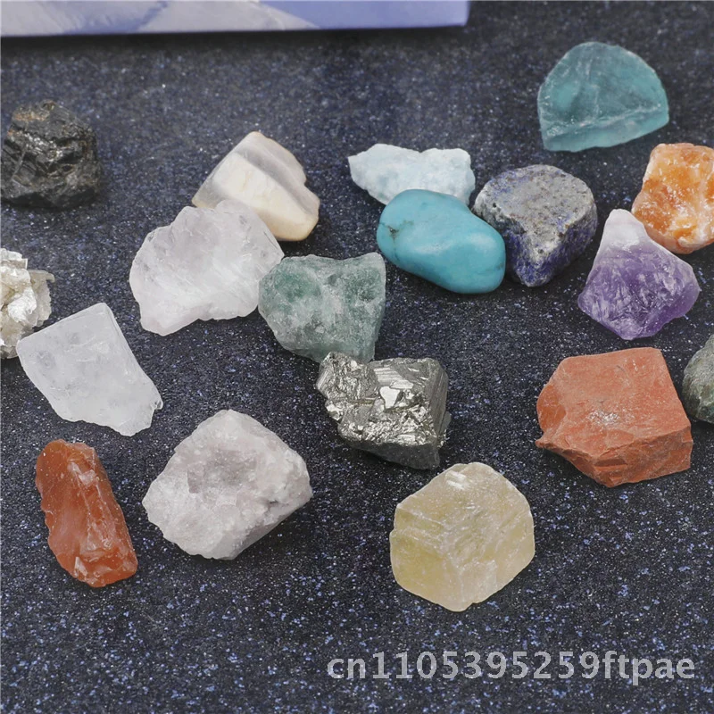20 kinds of mineral raw stone specimen boxed crystal agate ore head natural crystal