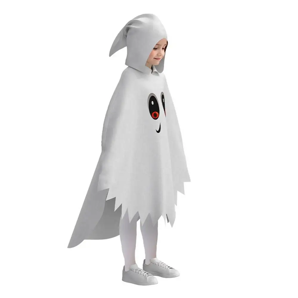 Incandescente Halloween Bambini Mantello Cosplay Abbigliamento Prop Bianco Nero Party Dress Up Interazione divertente Mantello con cappuccio fantasma sciolto