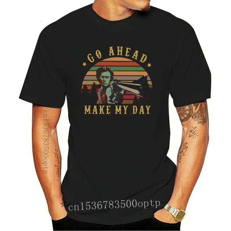 New Vintage Clint Eastwood Go Ahead Make My Day T-Shirt Black-Navy For Men-Women Superior Quality Tee Shirt