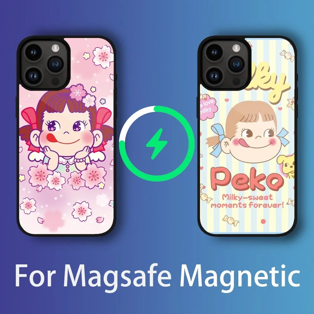 Fujiya Peko-chan Phone Case For iPhone 11 12 13 14 15 Max Plus Pro Magnetic Charging Case