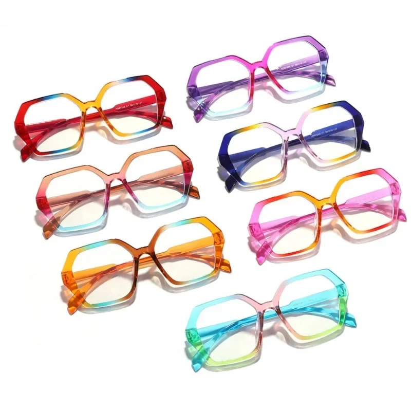 Polygonal INS Style Dopamine Color Optical Eyeglasses Unisex Gaming Glasses Headset Friendly Blue Light Blockers for Gamers