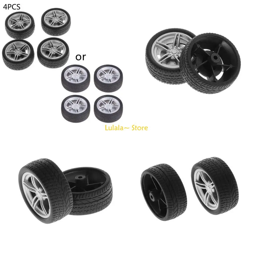 Y4QA 4pcs Simulation Rubber Wheel Tire Wheel Toy Model DIY RC Spare Parts