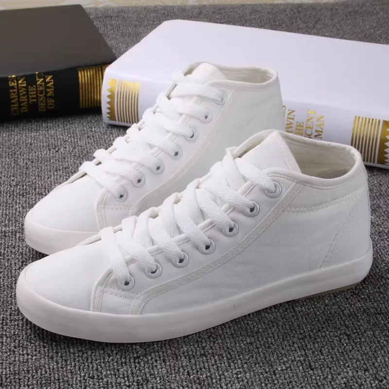 

Women Shoes Fashion High-top Casual Shoes Classic Breathable Canvas Shoe Lace Up Vulcanized Shoes Walking Flats Zapatillas Mujer
