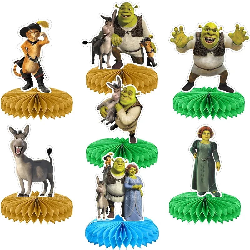 

Dsn 7Pcs Movie Cartoon Shrek Theme Birthday Decoration Party Supplies Child Birthday Festival Center Dining Table Honeycomb