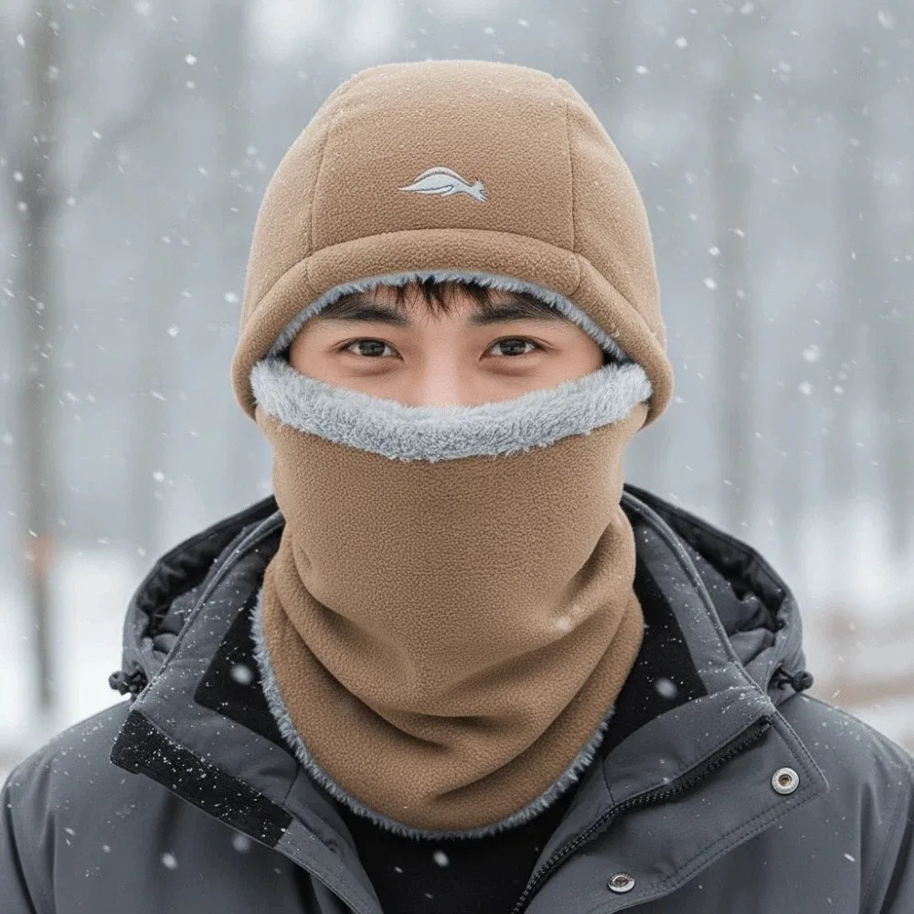 

Versatile Detachable Hooded Neck Cap Solid Color Polar Fleece Winter Pullover Hat Trendy Korean Style Beanie Hat Outdoor