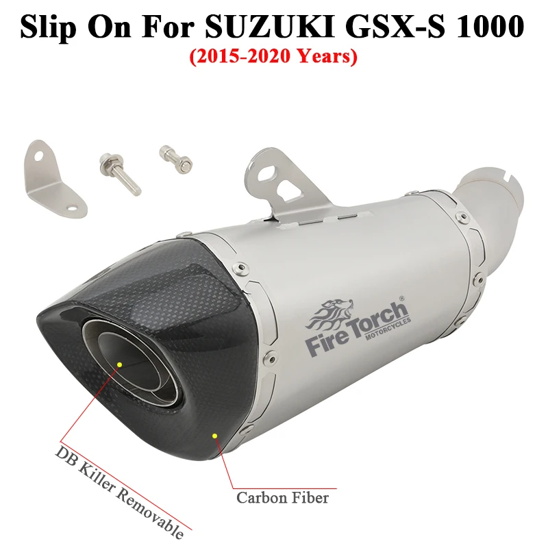 For SUZUKI GSX-S 1000 GSX S1000 2015-2020 Motorcycle Exhaust Systems Modify Link Pipe Carbon Fiber Muffler DB Killer