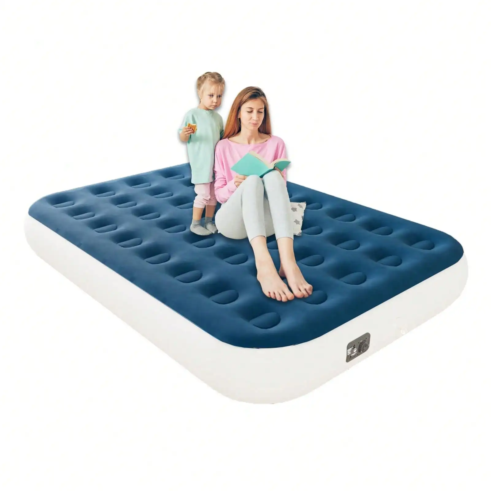 

Надувной матрас HikerSKY Queen со встроенным насосом, 48-часовой тест на герметичность, быстрое самонадувание за 3 минуты, надувная кровать с флокированным покрытием и сумкой для переноски