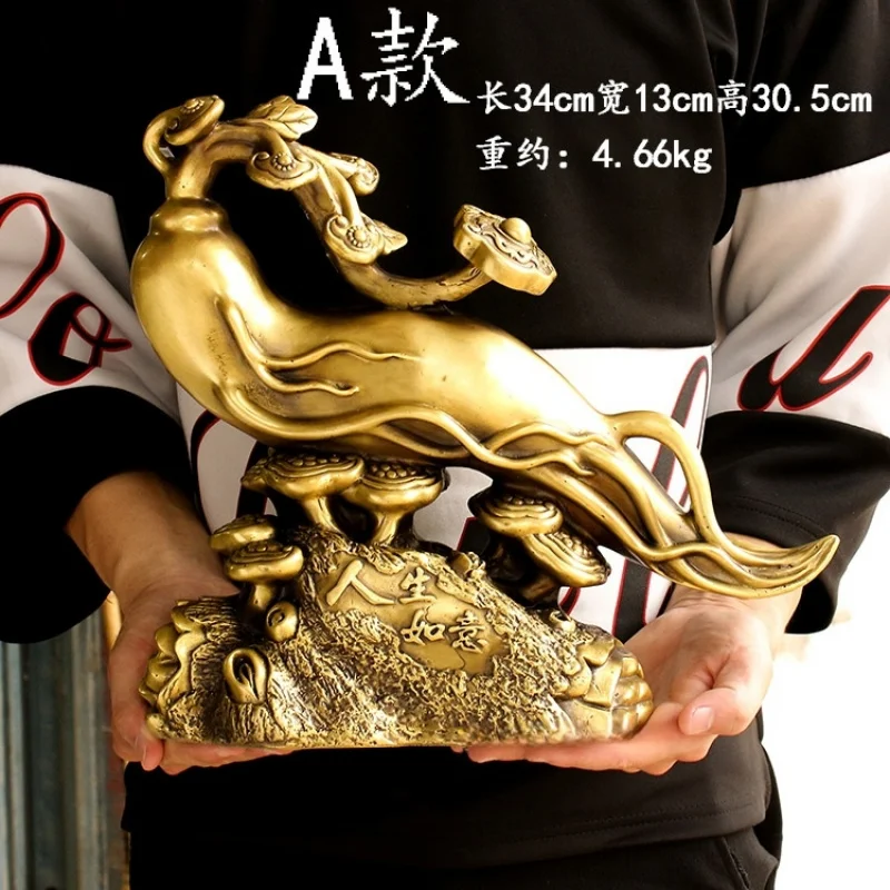 Copper Lingzhi Ginseng Ornament - A Metal Craft Decoration For A Lifetime Of Happiness And Wealth At Home