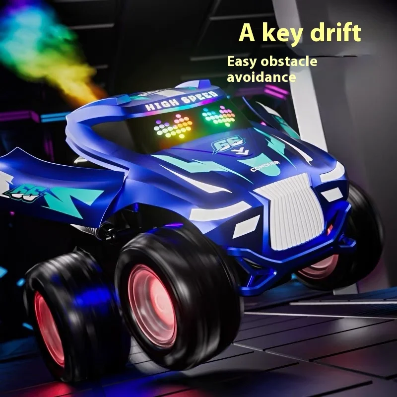 Cross country stunt racing deformation remote control car light music spray dance rotating children boy gift electric toy car