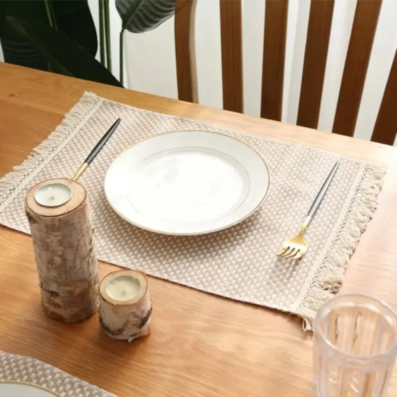 

Japanese Style Soft Household Cotton Linen Natural Party Supplies Placemats Napkin Table Decor Table Mats