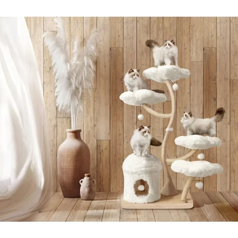 Flower Cat Scratch Back Climb Treehouse Modern Luxury Tower Scratch Back Cat Tree & Scratch Wooden Cat Tree