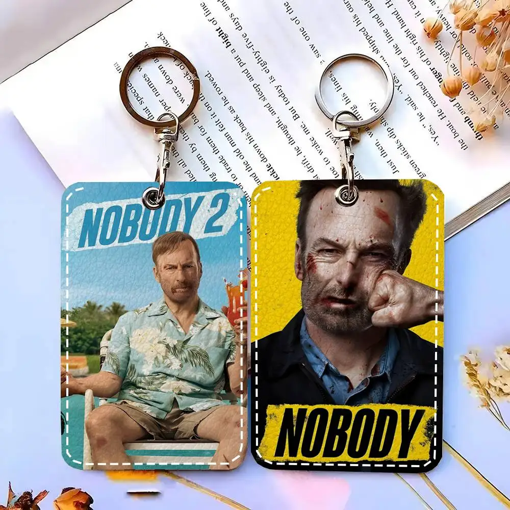 1pc Gangster Family Love Movie N-Nobody 2 Card Case Keychain Access Card Bag Key Tag Ring Leather Card Holder Key Ring Access