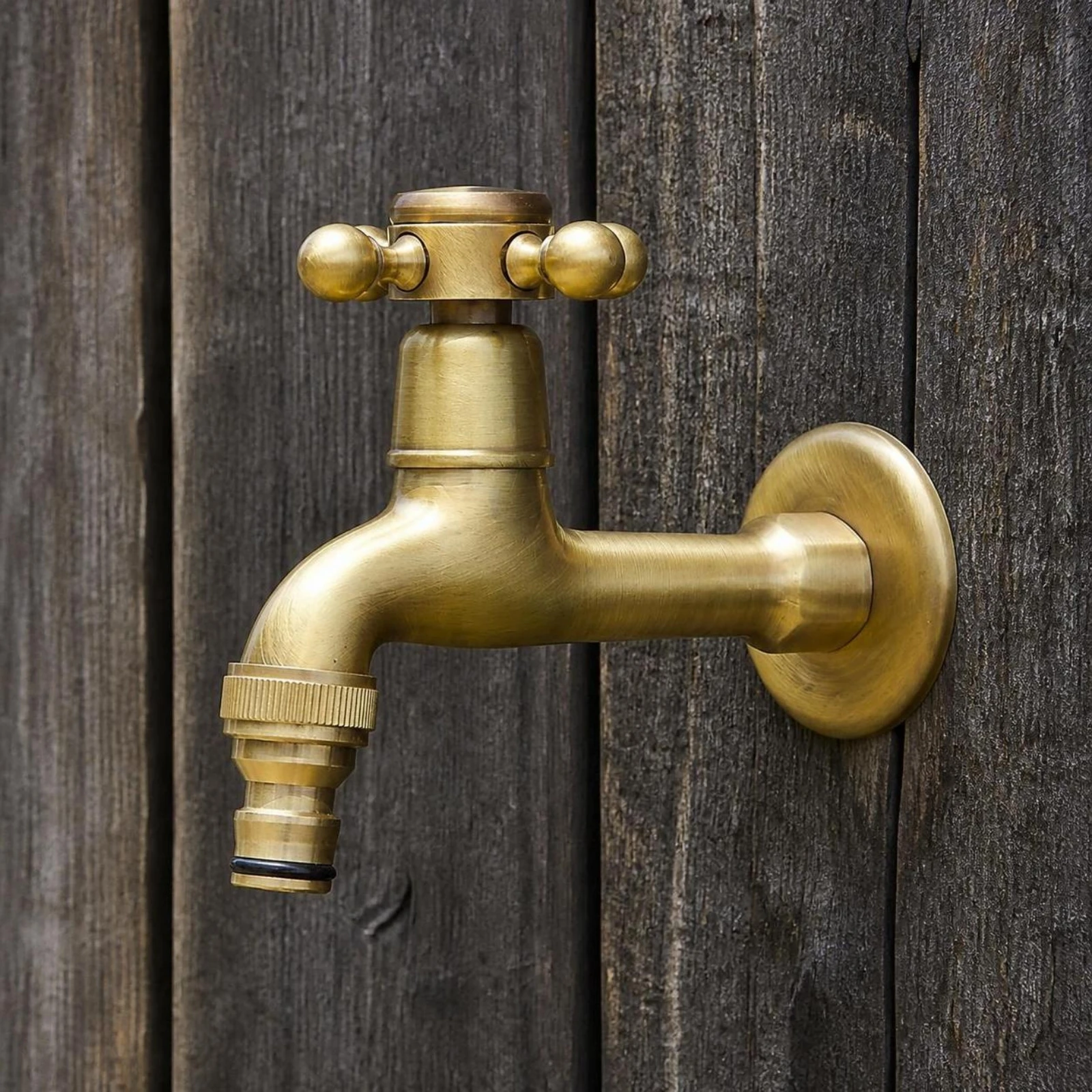 Wall-Mounted Faucet with Hose Connector Vintage Antique-Style Garden Faucet Outdoor Water Tap Decorative Wall-Mounted Water Tap